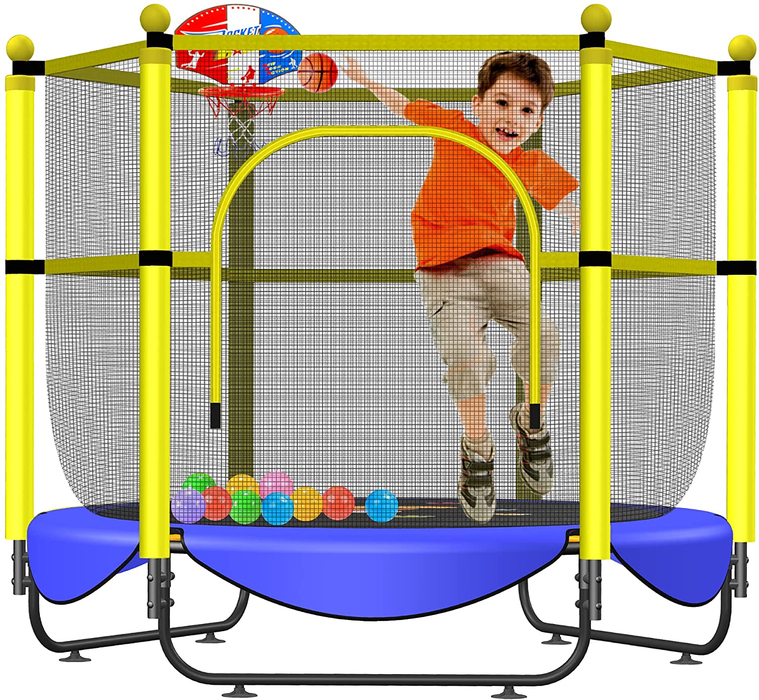 LANGXUN 60 Trampoline for Kids Birthday Gifts for Kids Gifts for Boy and Girl 5ft Outdoor & Indoor Trampoline Baby Toddler Toys 2019 Upgrade 