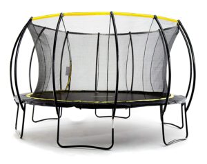 skybound stratos round trampoline with safety enclosure